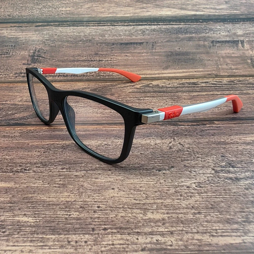 Ray-Ban RB 1549 3652 Black Red Silver Rectangular Eyeglass Frames 48-16-125